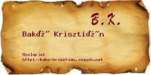 Bakó Krisztián névjegykártya